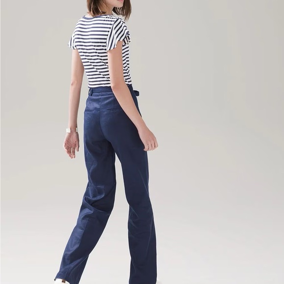 White House Black Market NWT Linen Wide Leg Pants Sz 2 Officer Blue - Picture 3 of 7